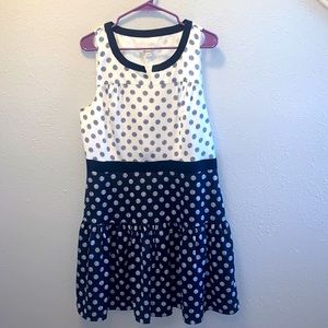 J Crew Black White Polka Dot Summer Dress Sz 14